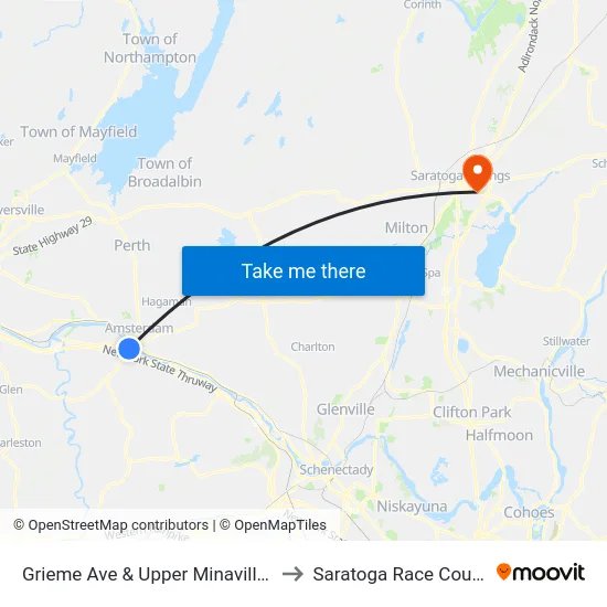 Grieme Ave & Upper Minaville St to Saratoga Race Course map