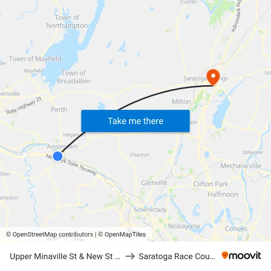Upper Minaville St & New St Ext to Saratoga Race Course map