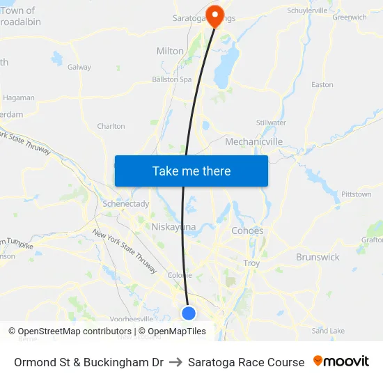 Ormond St & Buckingham Dr to Saratoga Race Course map