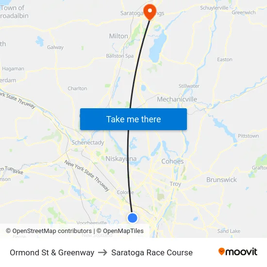 Ormond St & Greenway to Saratoga Race Course map