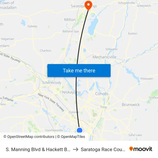 S. Manning Blvd & Hackett Blvd to Saratoga Race Course map