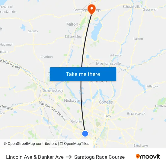 Lincoln Ave & Danker Ave to Saratoga Race Course map