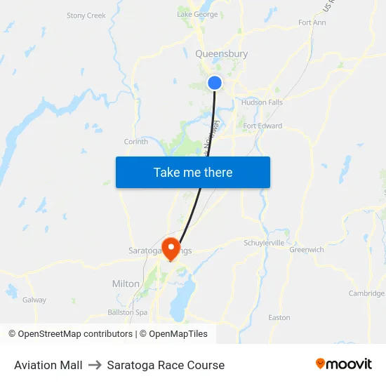 Aviation Mall to Saratoga Race Course map