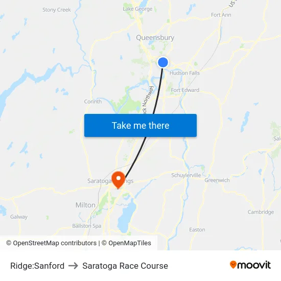 Ridge:Sanford to Saratoga Race Course map