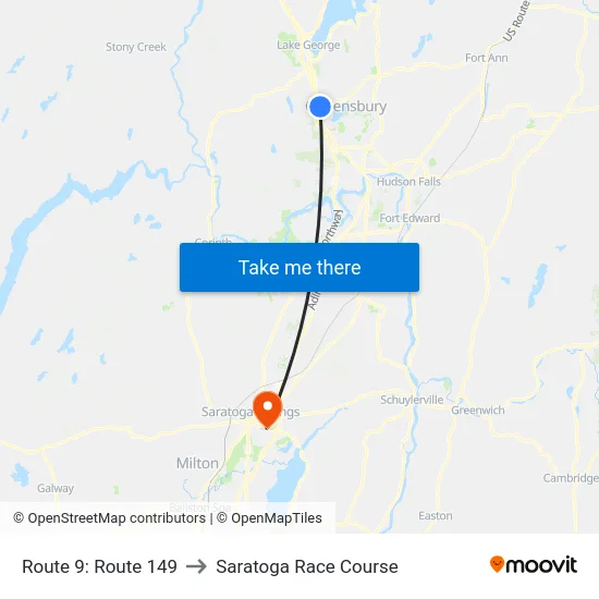 Route 9: Route 149 to Saratoga Race Course map