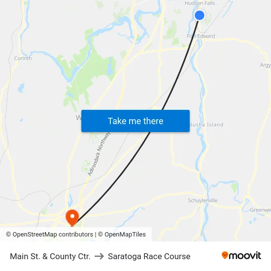 Main St. & County Ctr. to Saratoga Race Course map