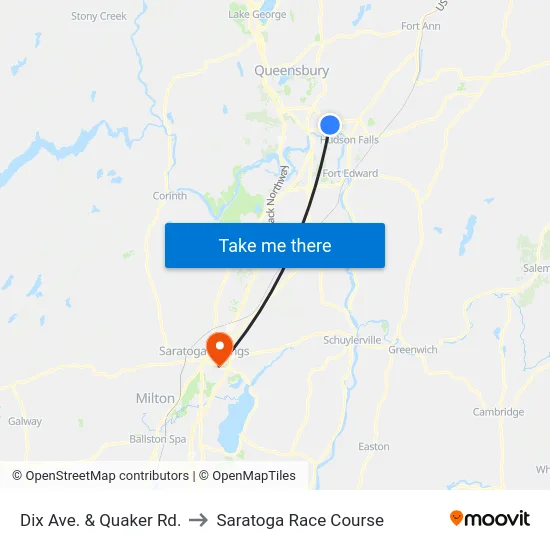 Dix Ave. & Quaker Rd. to Saratoga Race Course map