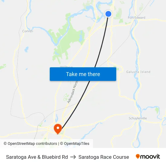 Saratoga Ave & Bluebird Rd to Saratoga Race Course map
