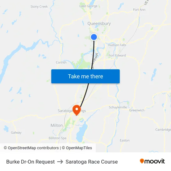 Burke Dr-On Request to Saratoga Race Course map