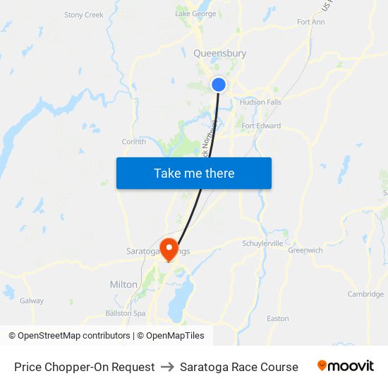 Price Chopper-On Request to Saratoga Race Course map