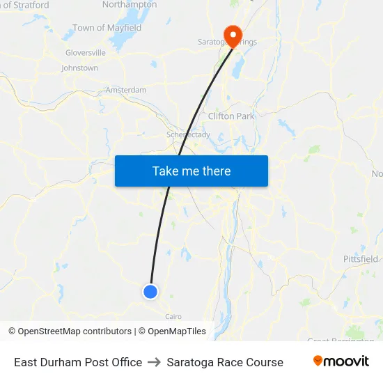 East Durham Post Office to Saratoga Race Course map