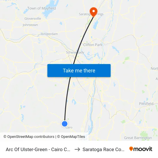 Arc Of Ulster-Green - Cairo Center to Saratoga Race Course map