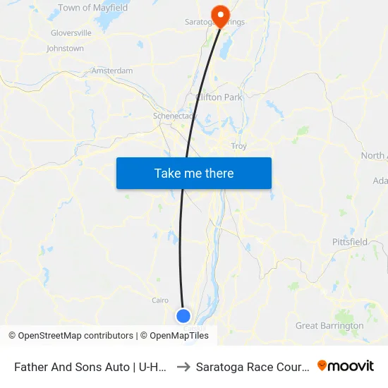 Father And Sons Auto | U-Haul to Saratoga Race Course map