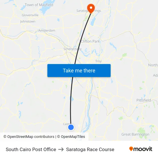 South Cairo Post Office to Saratoga Race Course map