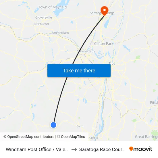 Windham Post Office / Valero to Saratoga Race Course map