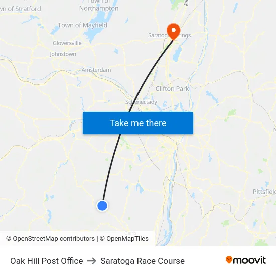 Oak Hill Post Office to Saratoga Race Course map