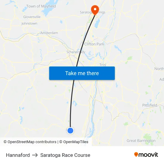 Hannaford to Saratoga Race Course map