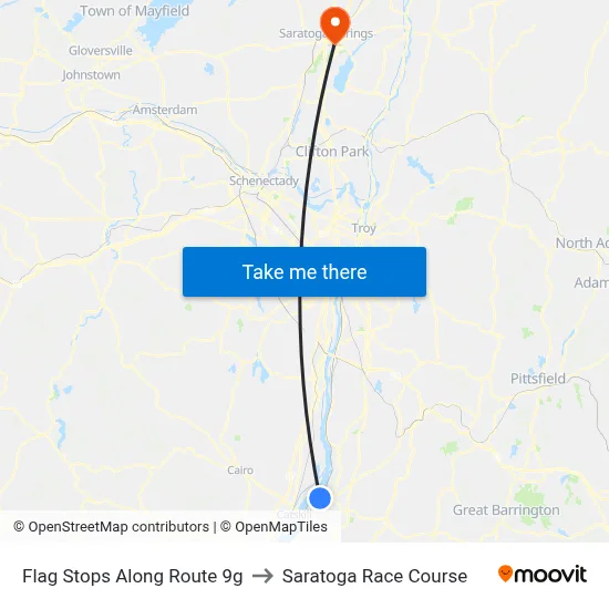 Flag Stops Along Route 9g to Saratoga Race Course map