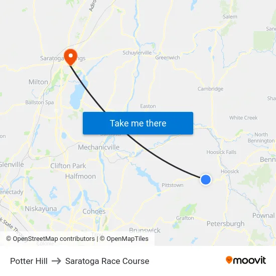 Potter Hill to Saratoga Race Course map
