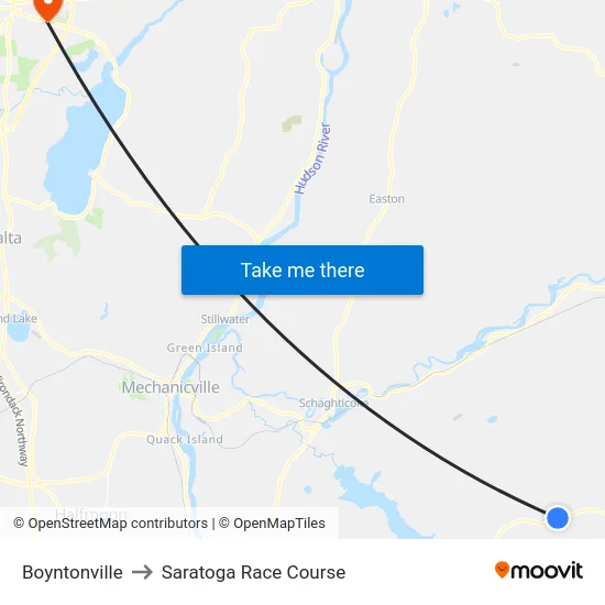Boyntonville to Saratoga Race Course map