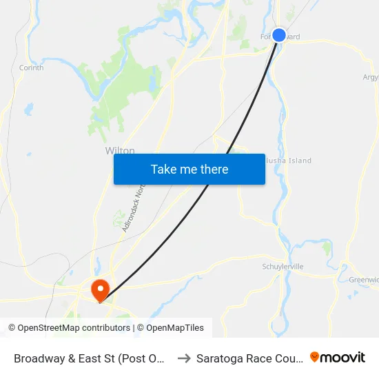Broadway & East St (Post Office) to Saratoga Race Course map