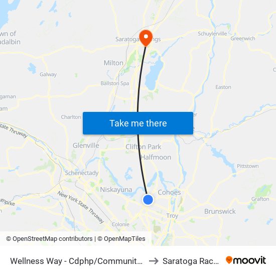 Wellness Way - Cdphp/Community Care Physicians to Saratoga Race Course map