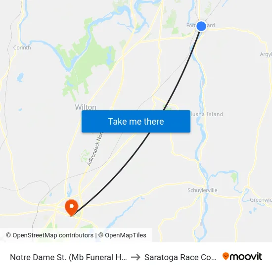 Notre Dame St. (Mb Funeral Home) to Saratoga Race Course map
