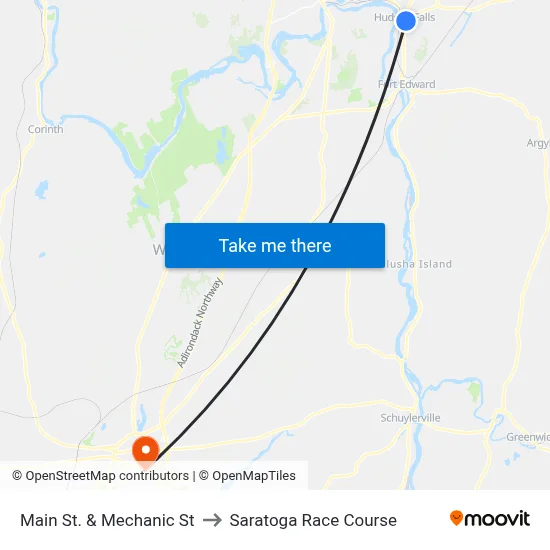 Main St. & Mechanic St to Saratoga Race Course map