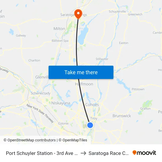 Port Schuyler Station - 3rd Ave & 5th St to Saratoga Race Course map