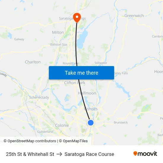 25th St & Whitehall St to Saratoga Race Course map
