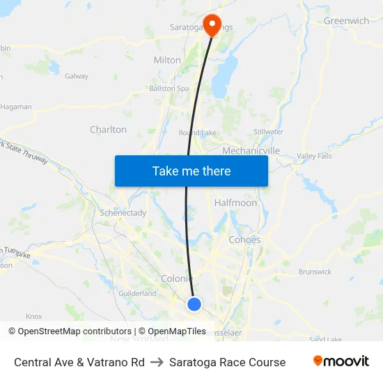 Central Ave & Vatrano Rd to Saratoga Race Course map