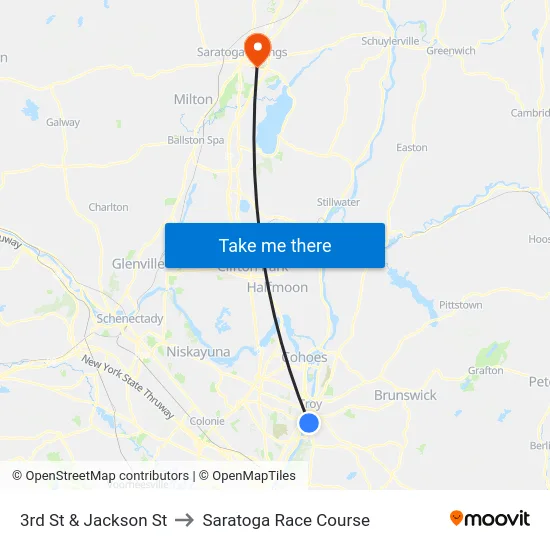 3rd St & Jackson St to Saratoga Race Course map