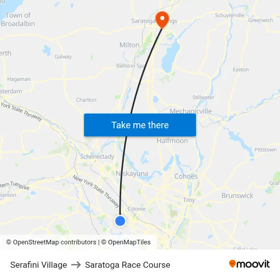 Serafini Village to Saratoga Race Course map