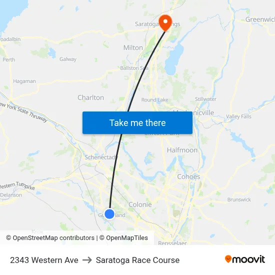 2343 Western Ave to Saratoga Race Course map