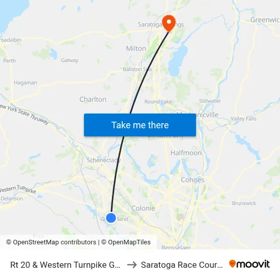 Rt 20 & Western Turnpike Golf to Saratoga Race Course map