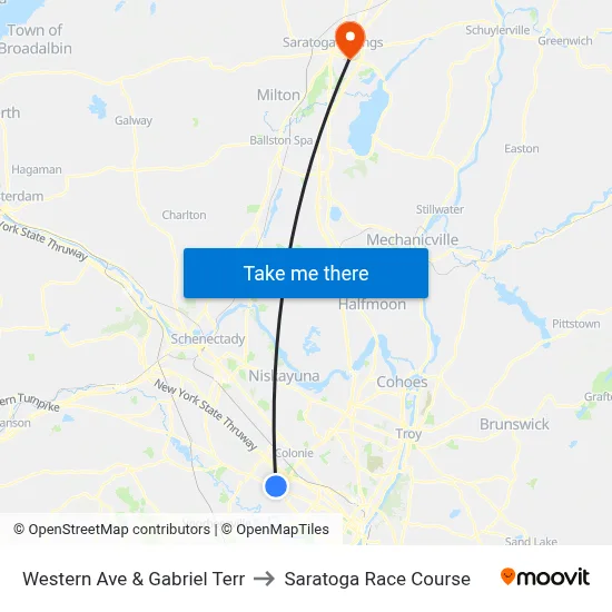 Western Ave & Gabriel Terr to Saratoga Race Course map