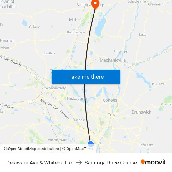Delaware Ave & Whitehall Rd to Saratoga Race Course map