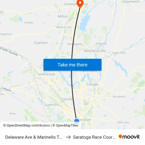 Delaware Ave & Marinello Terr to Saratoga Race Course map