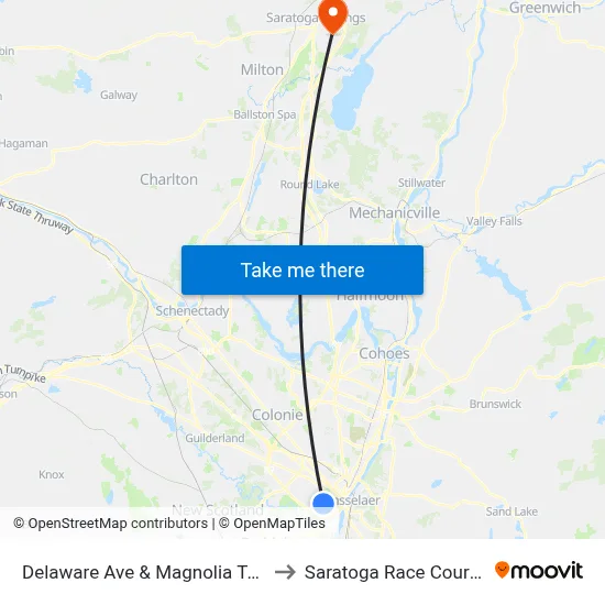 Delaware Ave & Magnolia Terr to Saratoga Race Course map