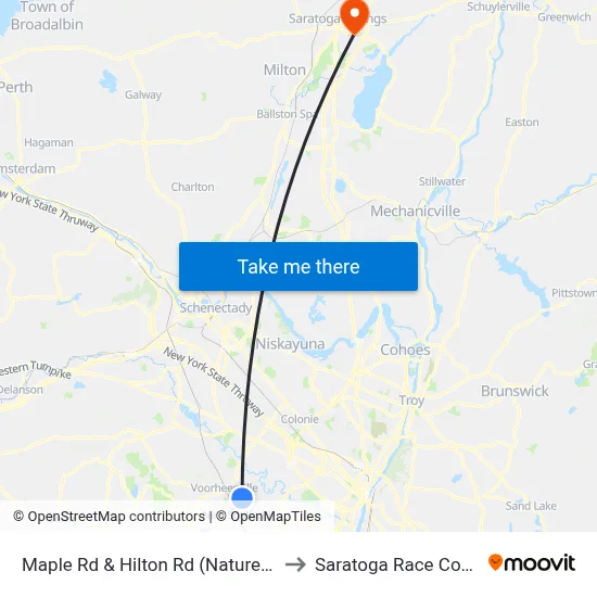 Maple Rd & Hilton Rd (Nature Bus) to Saratoga Race Course map