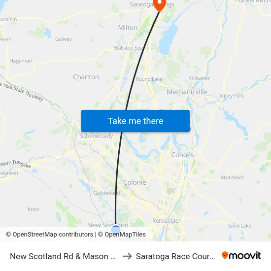 New Scotland Rd & Mason Ln to Saratoga Race Course map