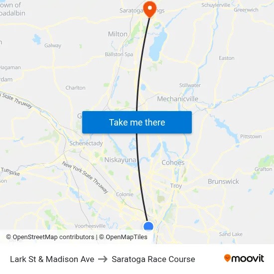 Lark St & Madison Ave to Saratoga Race Course map