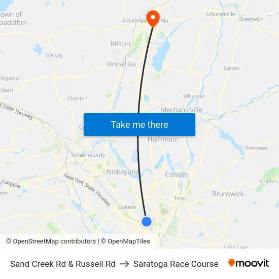 Sand Creek Rd & Russell Rd to Saratoga Race Course map