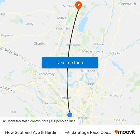 New Scotland Ave & Harding St to Saratoga Race Course map