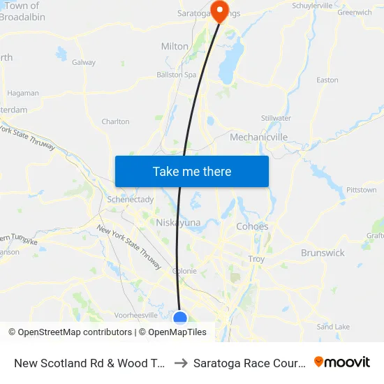 New Scotland Rd & Wood Terr to Saratoga Race Course map