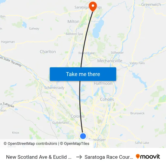New Scotland Ave & Euclid Ave to Saratoga Race Course map