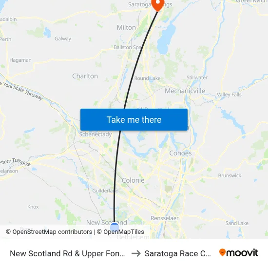 New Scotland Rd & Upper Font Grove to Saratoga Race Course map