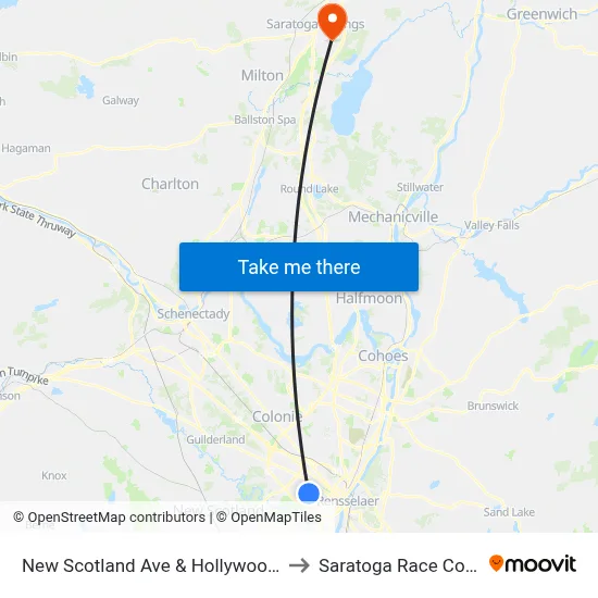 New Scotland Ave & Hollywood Ave to Saratoga Race Course map