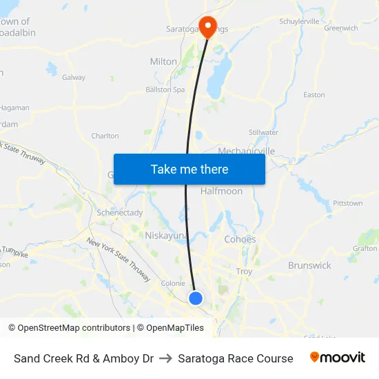 Sand Creek Rd & Amboy Dr to Saratoga Race Course map