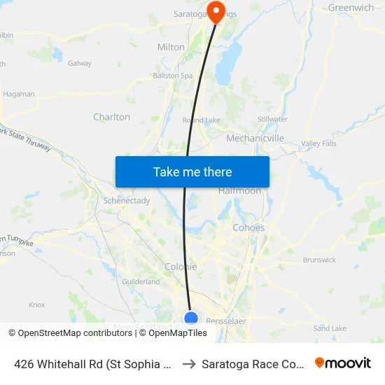 426 Whitehall Rd  (St Sophia Apts) to Saratoga Race Course map